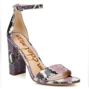 Sam Edelman purple and pink Snake Print Leather Heels size 7